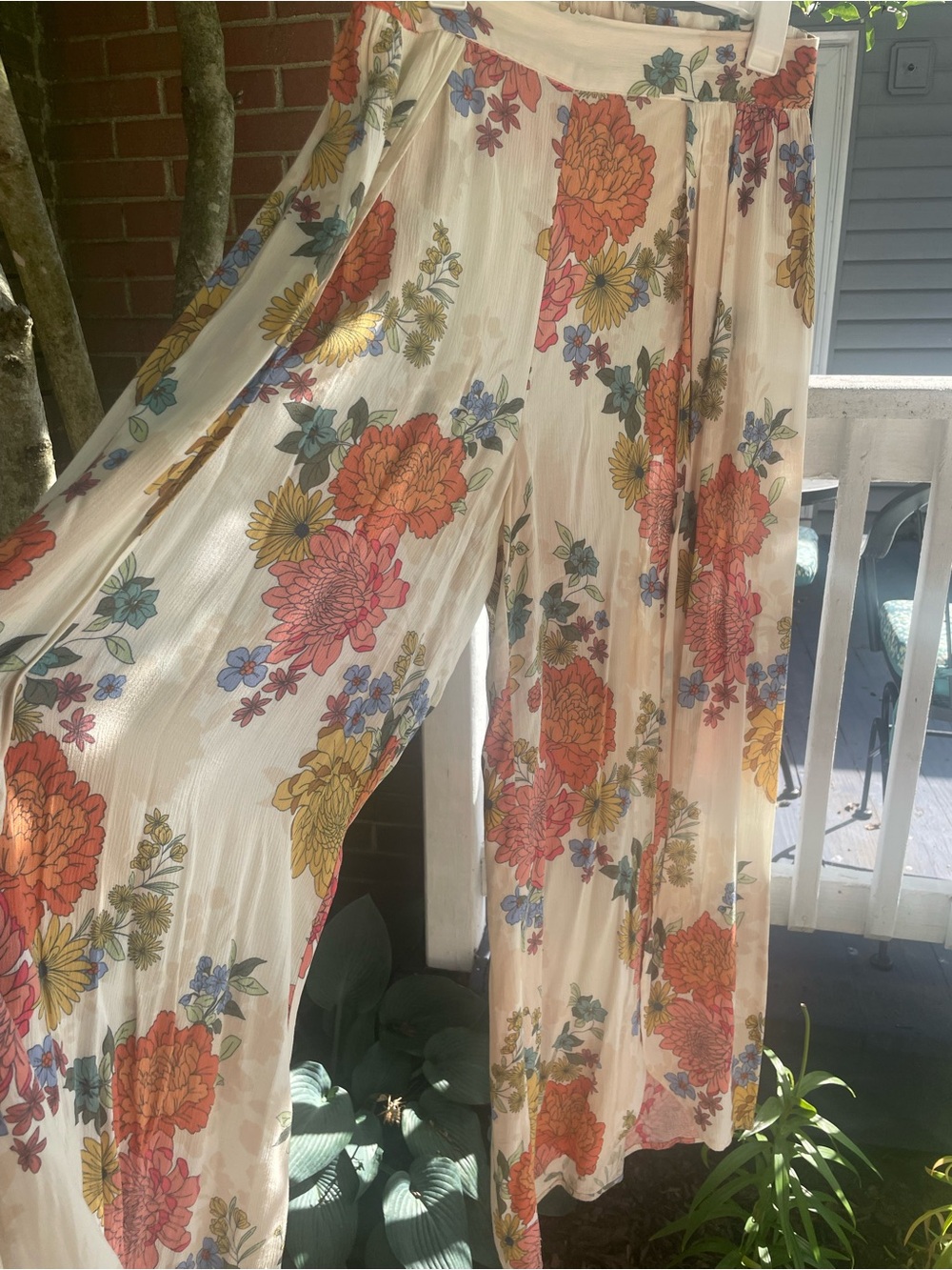 O'Neill Cream Wide-Leg Floral Palazzo Pants